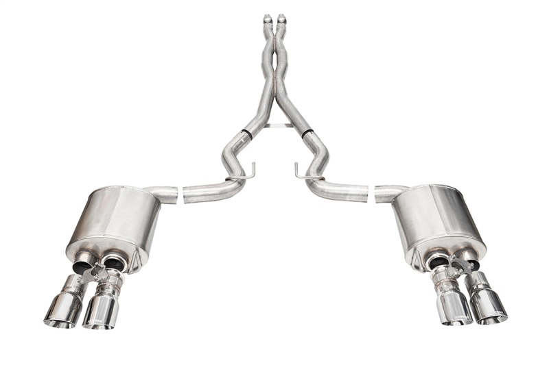 Ford Mustang Performance Exhaust - Dual Rear Exit - CORSA Performance - Cat-Back, Xtreme, Twin 4.0in Polished Pro-Series Tips, 3.0in Double Helixx X-Pipe, No Drone RSC Technology - `24-`27